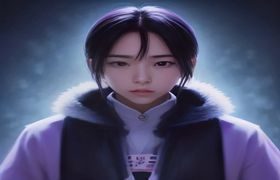 AI生成视频内容示意图，电脑屏幕上显示AI创作界面，科技感蓝紫色调，象征深度合成技术